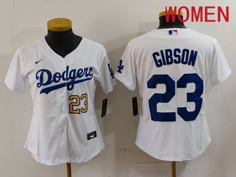 Women Los Angeles Dodgers #23 Gibson White Nike Game 2024 MLB Jersey style 2->women mlb jersey->Women Jersey